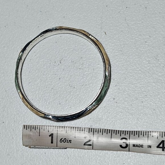 Elegant Vintage Silver Gold Tone Twisted Textured Bangle Bracelet Jewelry Women - Picture 4 of 4